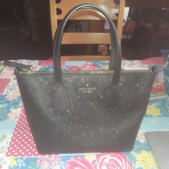 KATE SPADE 3 PIECE MATCHING JOELEY BLACK GLITTER - Picture 3 of 8